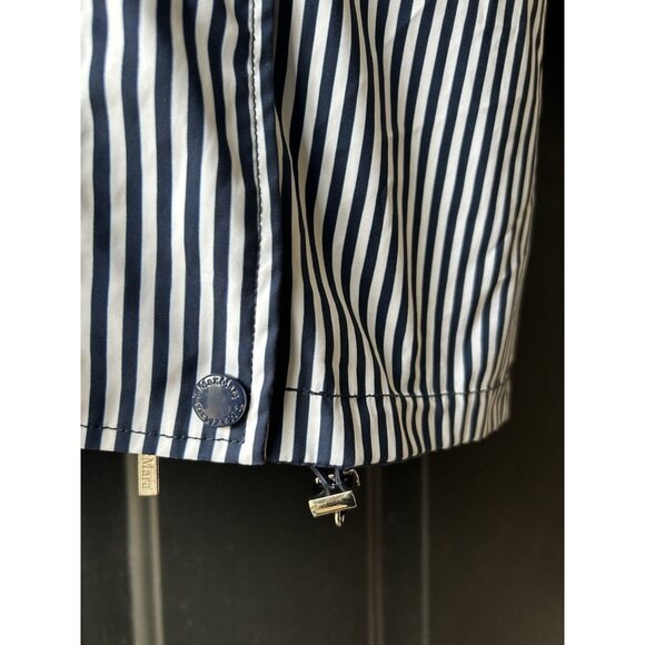 'S MaxMara Trench Rain Coat Reversible Women's Size 6 Nautical Navy Chic Striped - Picture 7 of 16